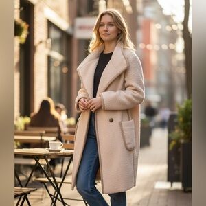 Lewit Soft Beige Teddy Jacket for Women - Wool and Alpaca
